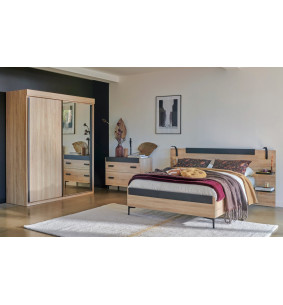 FIRST - Armoire 2 portes coulissantes miroir et bois   2