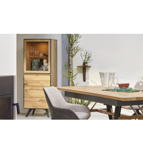 KAPLA - Colonne 1 porte bois 1 porte verre avec éclairage 