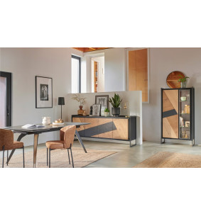 GRAFFIK - Vitrine 1 porte bois 1 porte verre avec éclairage  2