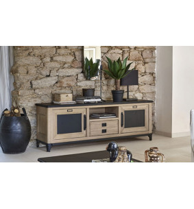 FACTORY - Meuble TV 2 portes 1 tiroir 1 niche 