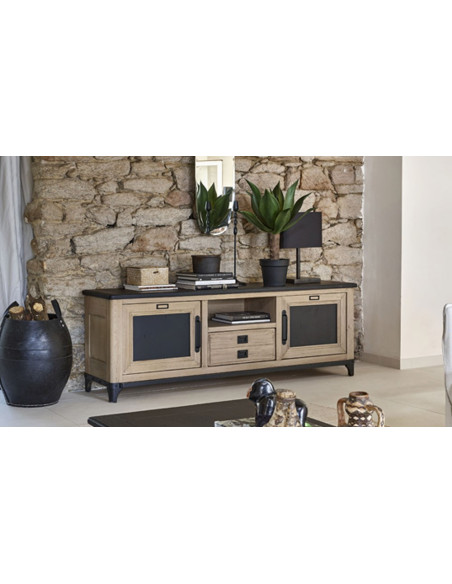 FACTORY - Meuble TV 2 portes 1 tiroir 1 niche 