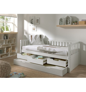 JUNIOR - Lit gigogne 90 x 200 avec 3 tiroirs 