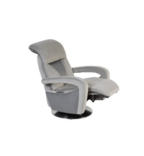 Relaxation - Fauteuil pivotant relaxation électrique 2 moteurs, pied bois 