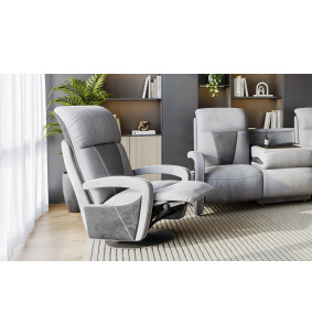 Relaxation - Fauteuil pivotant relaxation électrique 2 moteurs, pied bois  2