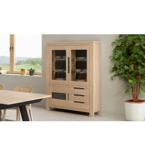 Elos - Vitrine 2 portes vitrées, 1 porte et 3 tiroirs 