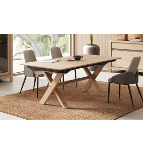 Nature - Table rectangulaire pieds en X extensible 