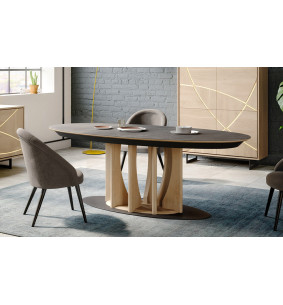 Torini - Table de séjour extensible, pied central 