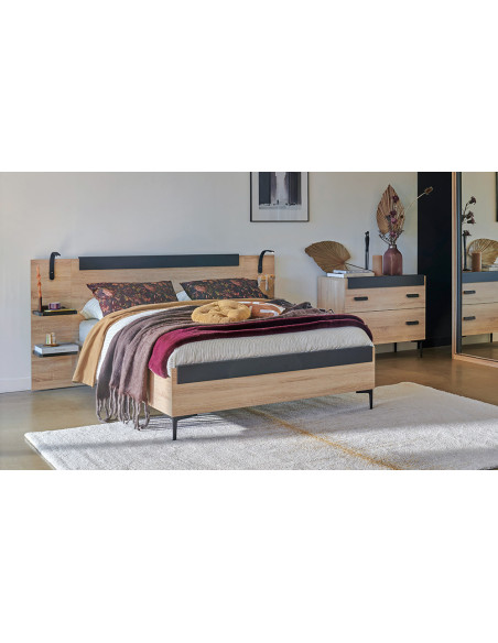 First  - Lit pour couchage 140x190 avec chevets attenants 
