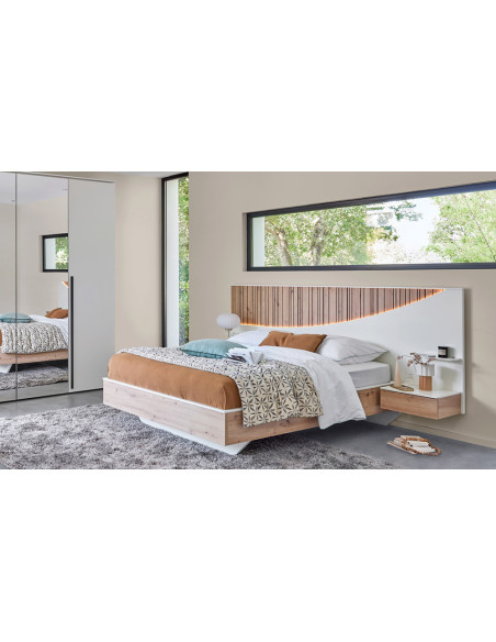 Opale - Lit pour couchage 160x200 avec tête et chevets attenants 