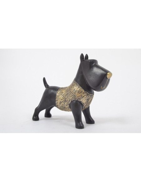 Félicie  - Statuette chien noir et or 