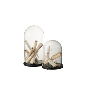 Parchemin  - Cloche verre Beige small 