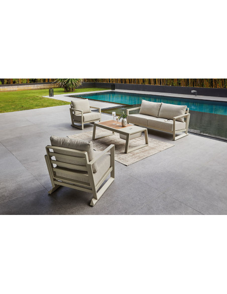 Erth - Coin salon outdoor 1 canapé, 2 fauteuils et 1 table basse 