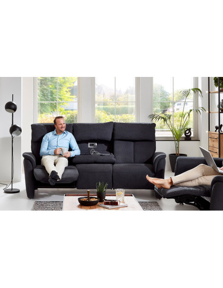 Raphi - Canapé 3 places relaxation électrique tablette centrale  