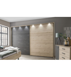 Liège - Armoire 2 portes coulissante avec éclairage  