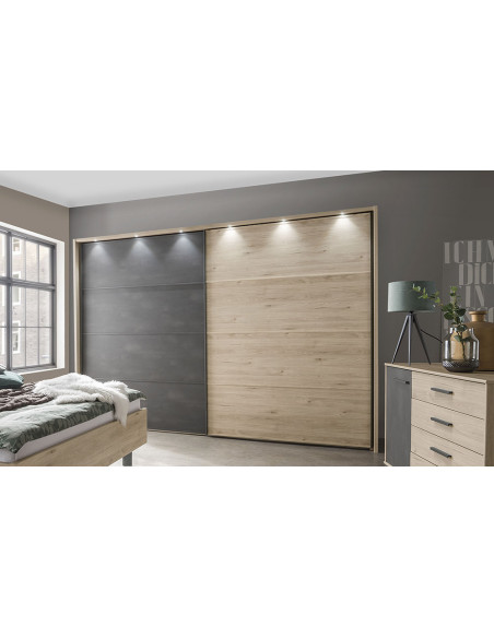 Liège - Armoire 2 portes coulissante avec éclairage  